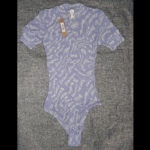 NWT SKIMS XXS Summer Mesh Tshirt Bodysuit LILAC SWIRL